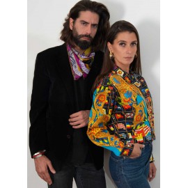 Veste toile GIANNI VERSACE motif drapeaux