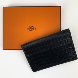 Porte repertoire HERMES alligator Porosus noir