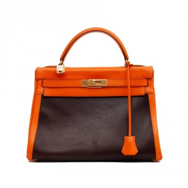 Kelly 32 HERMES toile amazonia et swift orange