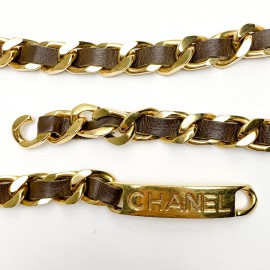 CHANEL ceinture cuir marron et chaîne vintage