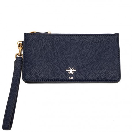 Pochette DIOR cuir grainé bleu