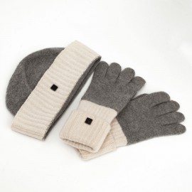 Set bonnet et gants CHANEl en cachemire blanc et gris