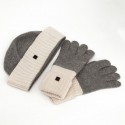 Set bonnet et gants CHANEl en cachemire blanc et gris