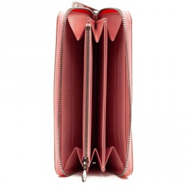 LOUIS VUITTON Portefeuille Zippy rose à pois rouge