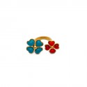 Bague fleurs MARGUERITE DE VALOIS turquoise corail