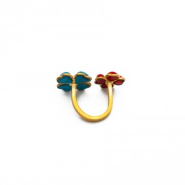 Bague fleurs MARGUERITE DE VALOIS turquoise corail