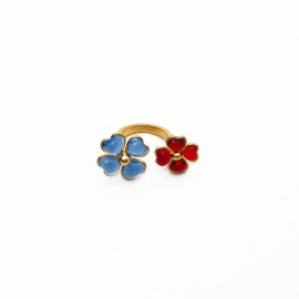 Bague saphir rubis MARGUERITE DE VALOIS fleurettes