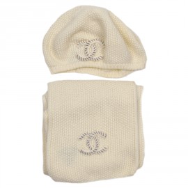 Set écharpe beret CHANEL écru