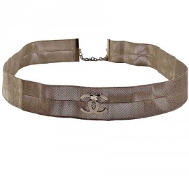 Ceinture CHANEL tissu métallique doré