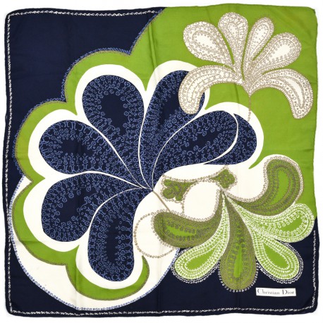 Foulard Dior soie Vert et bleu 