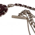 CHANEL Sautoir chaine et cuir bordeaux