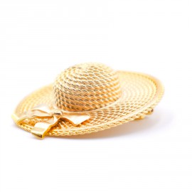 Broche chapeau CHANEL dorée vintage