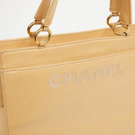 Cabas CHANEL vintage cuir d'agneau beige