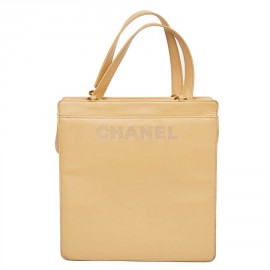 Sac cabas CHANEL cuir d'agneau beige vintage